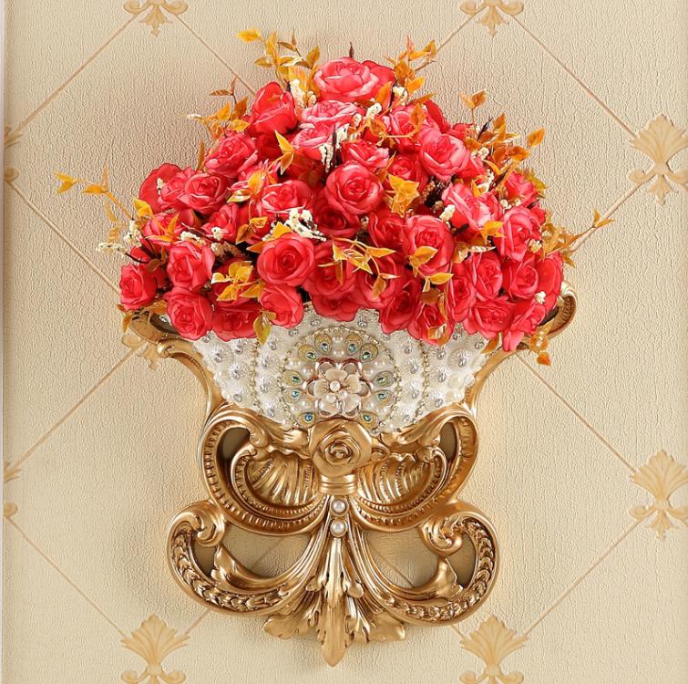 Luksusowe wiszące na ścianę wazony z żywicy z diamentami, doniczki na sztuczne kwiaty, rękodzieło, dekoracje na ścianę tła telewizora w salonie