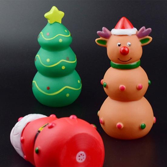 Interactive Christmas Pet Toy Bite-Resistant Teeth-Cleaning Built-in Sound Squeaker Rubber Toy for Dogs