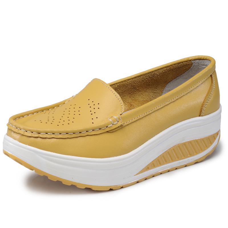 

Весна-лето Женские одинарные туфли Туфли медсестры Платформа Дышащие полые мокасины 37 жёлтый