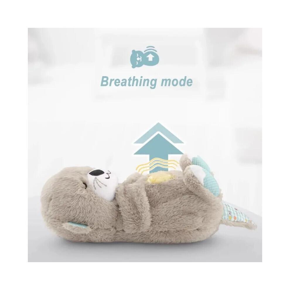 Peluche Lontra Respirante con Luce e Suono, Compagno Musicale per Dormire e Giocare per Neonati, Regalo per Bebè