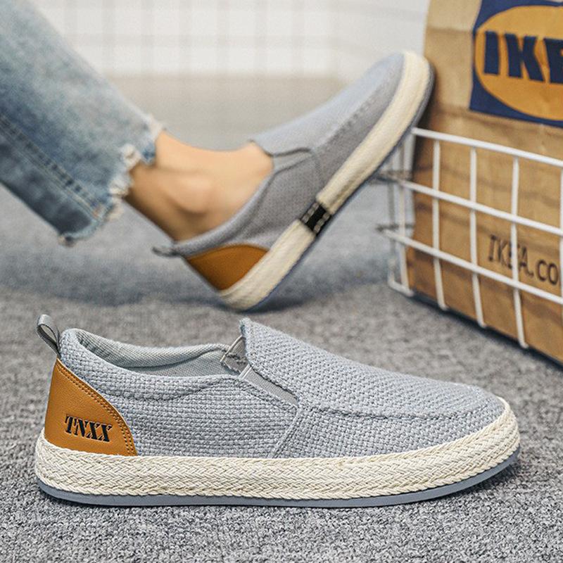 

Тканевая обувь льняная дышащая повседневная кеды молодежные ленивые туфли модные мягкая подошва для вождения холщовые туфли 39 серый
