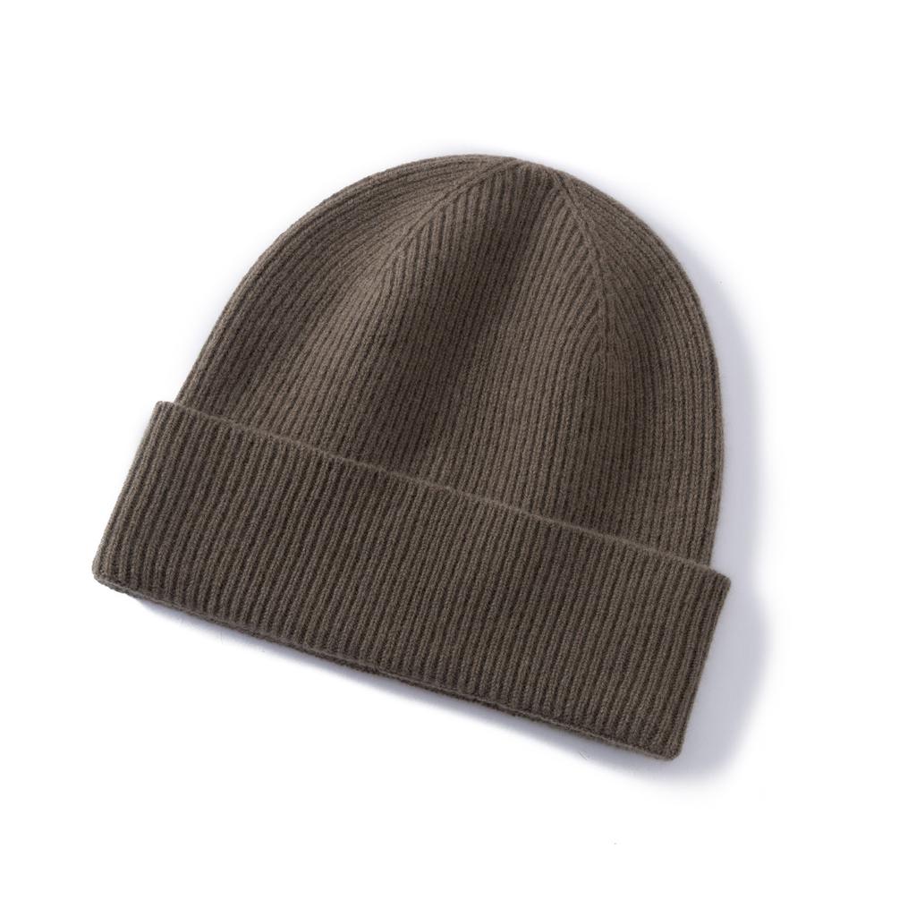 % Merino Pure Wool Knitted Wool Hat Autumn and Winter Warm Solid Color Flanged Cold Hat Men's and Women's Versatile Ear Protection Hat