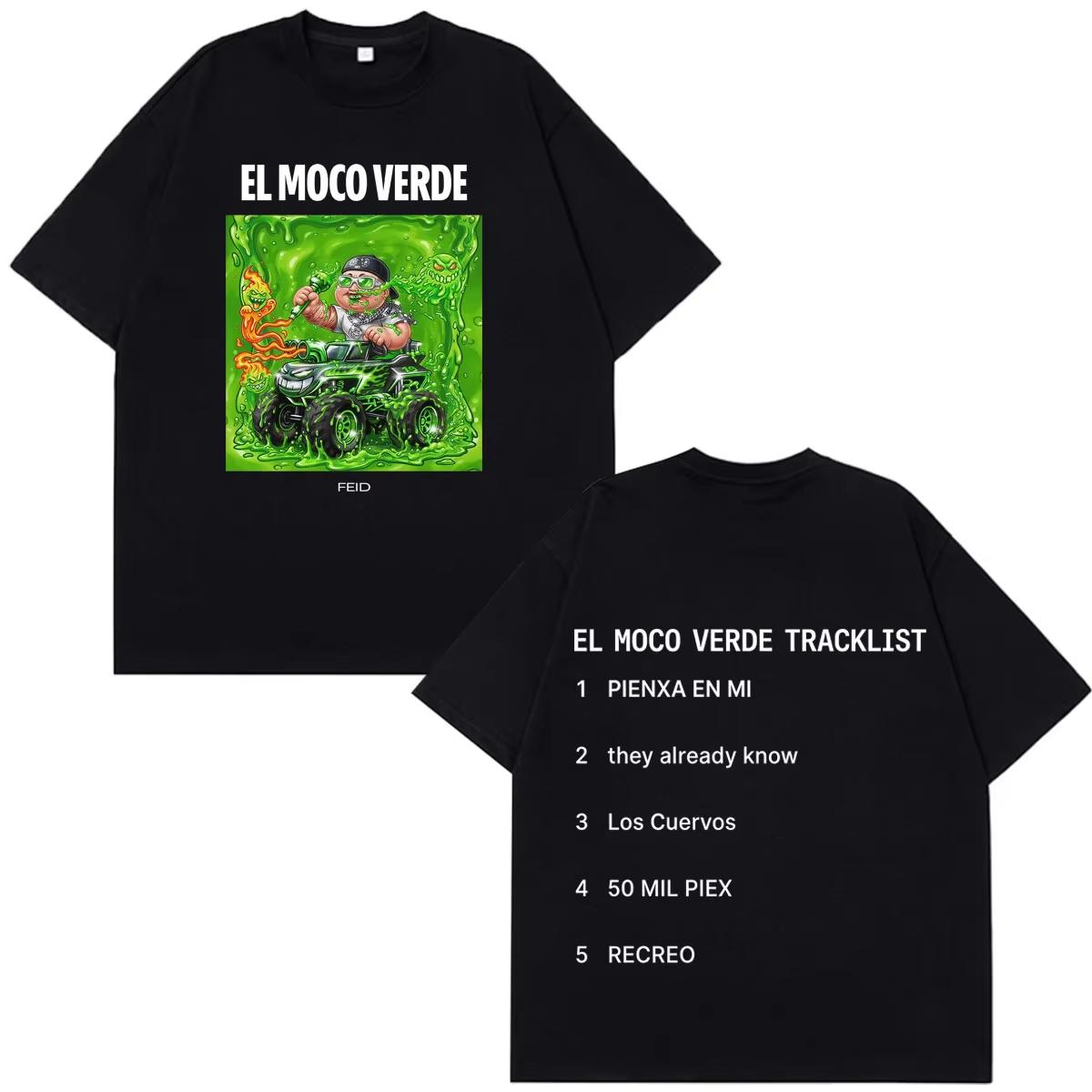 2026 Summer Loose Oversized Tshirt Rapper Feid El Moco Verde Album 2026 Tour Print T-shirt Men Women Fashion T Shirt 4XL