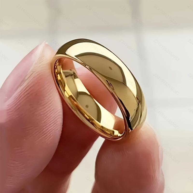 6MM Polished Stainless Steel Classic Gold Wedding Rings Gold Color Simple Women Engagement Jewelry Party Accessories For Gift