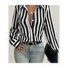 2024 Elegantes Schwarz-Gestreiftes Bedrucktes Langarmhemd Für Damen Mode Revers Knopfleiste Hemd Temperament Büro Cardigan