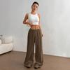 DAFIFY Women's Fashion Casual Solid Color Print High Waist Trousers Pants & Capris