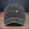 A Baseball Cap with a Printed Simple Line Drawing of an Airplane At the End Suitable for Outdoor Activities Vacations Relaxat