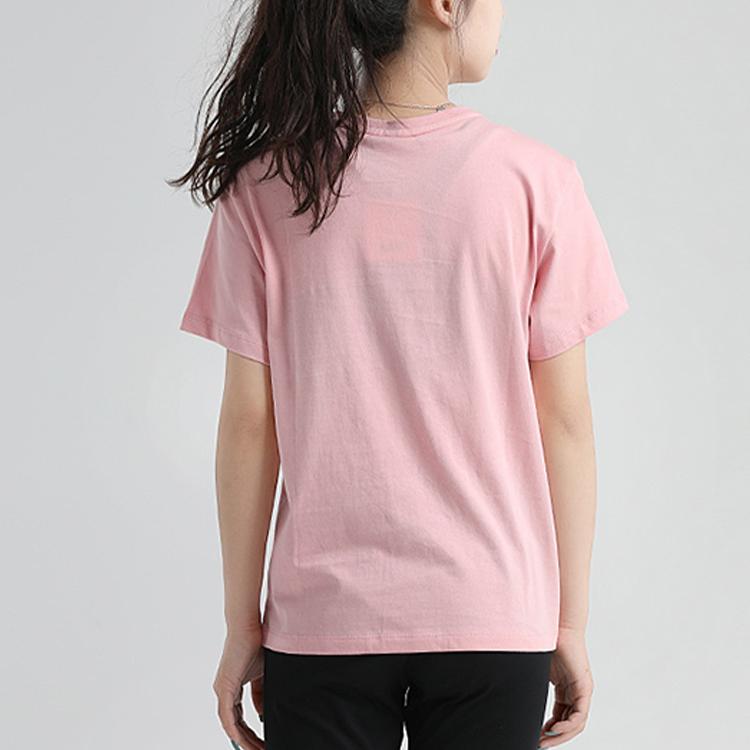 Puma Logo Print Round Neck Short Sleeve T-Shirt Women Tops Pink 530005-14