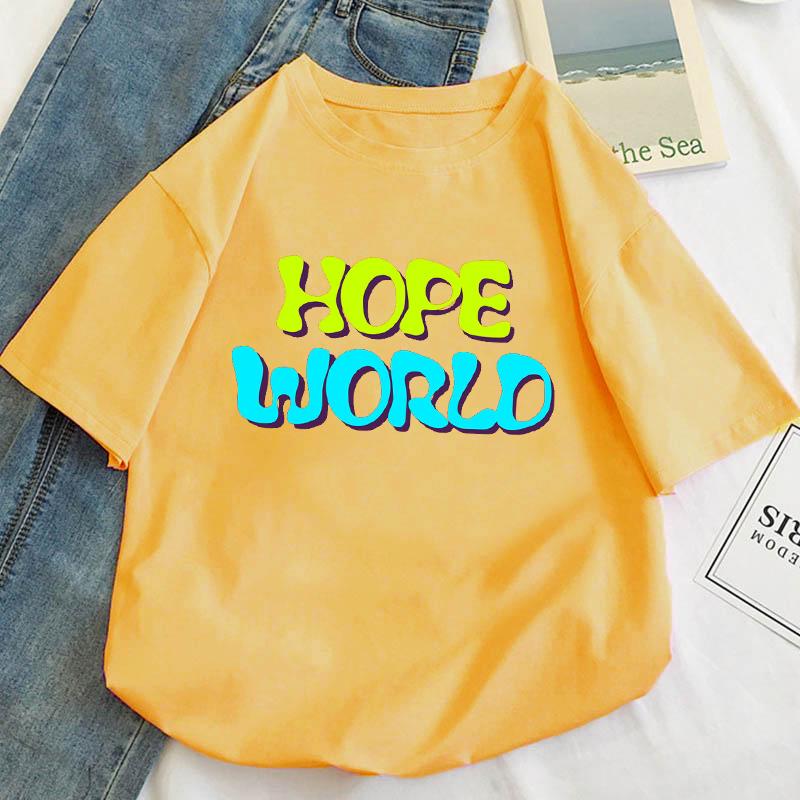 

Плюс розмір S-5XL Футболка Kpop J-hope hope world Футболка унісекс Вуличний одяг Повсякденна футболка з короткими рукавами Homme Hip Hop Top Tees Бавовняна футболка із зображенням M