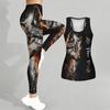 Loyales Tiermuster Druck Yoga Outfit für Damen Mode Workout Leggings Fitness Sport Lässiges Yoga Set Sportanzug