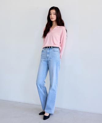 THEELO Modern Straight Leg Denim Pants (Light Blue)