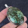 Tibetan Turquoise Gemstone Handmade 925 Sterling Silver Pendant 2.52" D4i39