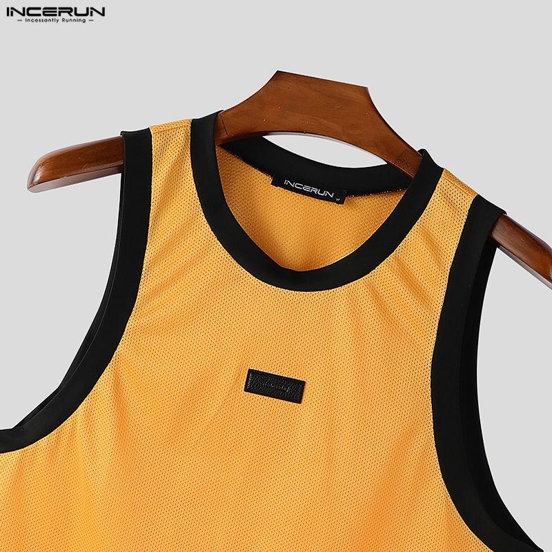 INCERUN Men Round Neck Sleeveless Casual Sport Loose Tank Tops Undershirts