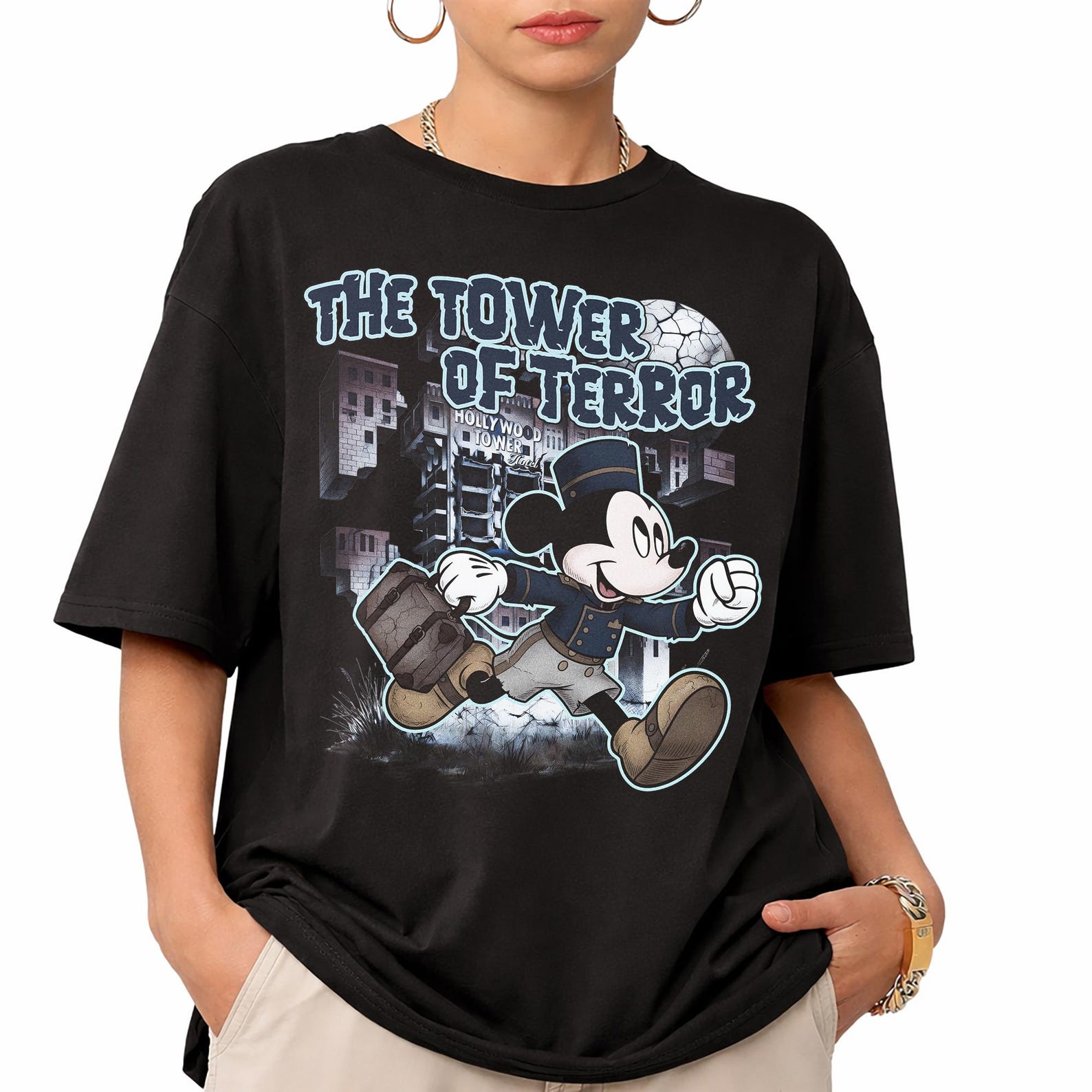 Mickey Tower of Terror Hollywood Tower Tee, Twilight Zone Spooky Halloween Shirt XL