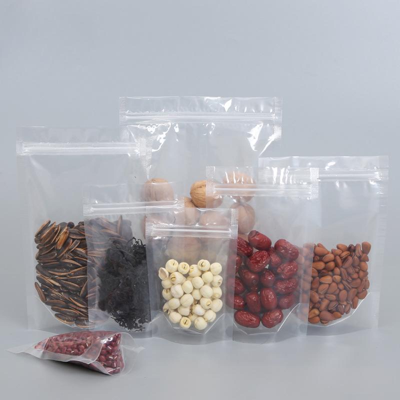 10PCS Transparent Plastic Ziplock Bag Standable Nut Grain Tea Leaf Moistureproof Waterproof Seal Bag Kitchen Storage Refill Bag
