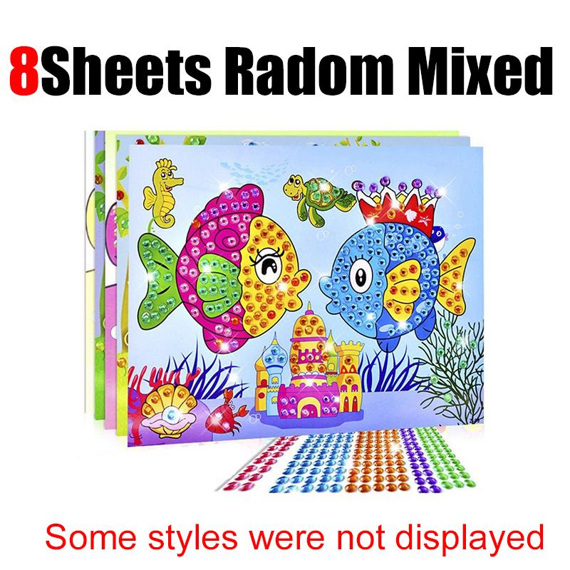 4-12Sheets Diamond Sticker Cute Cartoon Animal Style Assorted Patterns DIY Handcraft Decoration for Festival Party Gathering ZYF