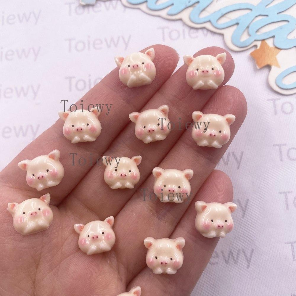 50 Stück Harz Kawaii Bunt Mini Kleines Schwein Flache Rückseite 2D Cartoon Nagelkunst Stein DIY Schmuck Notizbuch Bastel Dekoration Zubehör