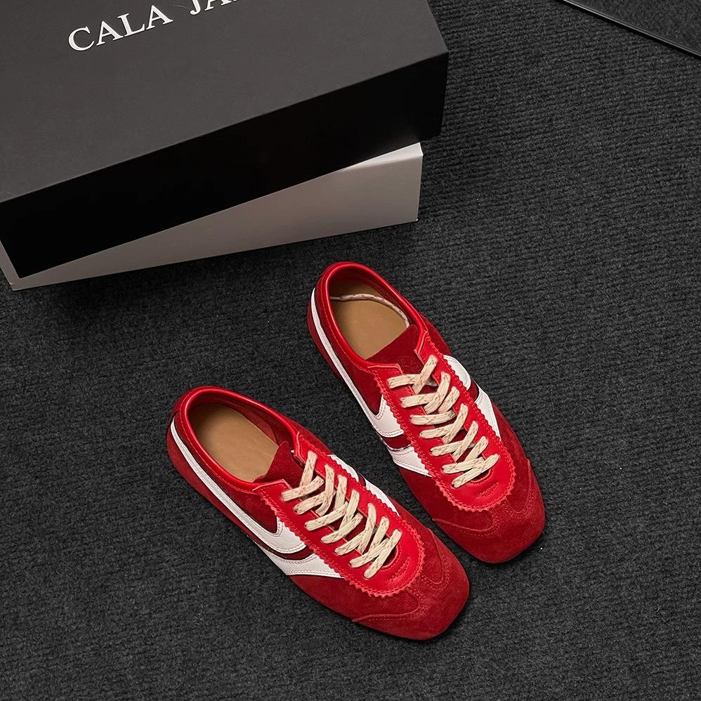 Soft Leather Soft Sole Retro German Training Shoes Women's Leather Lace-up Flat Casual Board Shoes 2025 Autumn and Winter New Forrest Gump Shoes