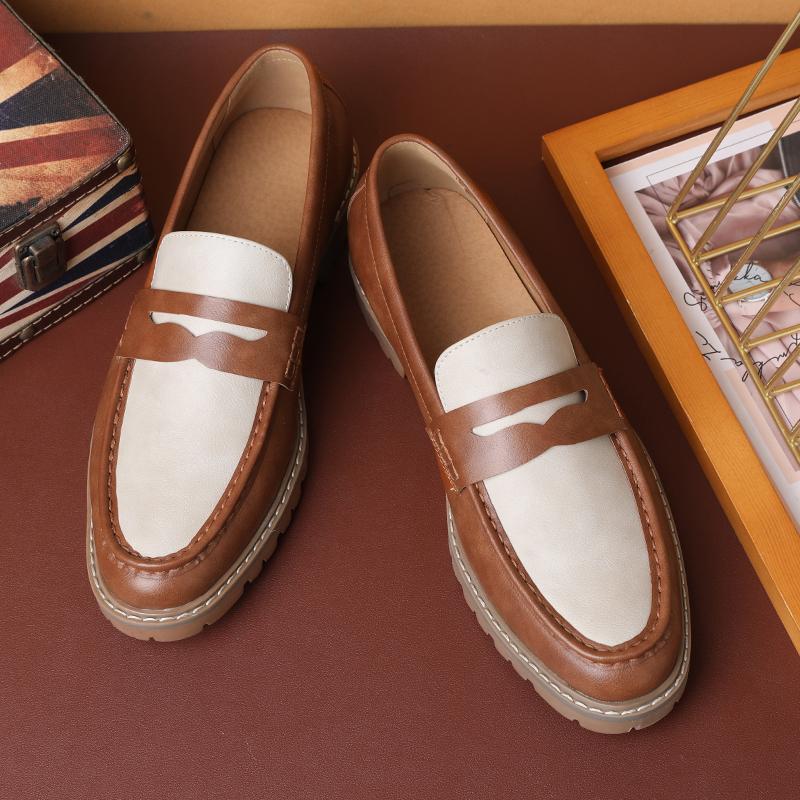 Herren Klassische Retro Loafer im britischen Stil Herren Casual Business Lederschuhe Herrenmode Patchwork Outdoor Flats