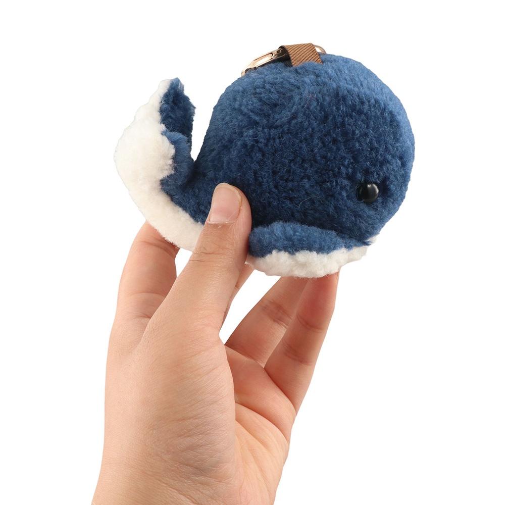 Plush Key Chain Whale Car Keychain Furry Wool Whale Keyring Furry Dolphin Keychain  Backpack Bag