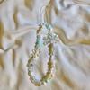 Handmade Beaded Phone Strap Wrist Lanyard Short Length Durable Crystal and Pearl Accent Mobile Phone Chain with Adjustable Loop
