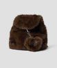 Ttudement Faux Fur Chain Strap Backpack Brown