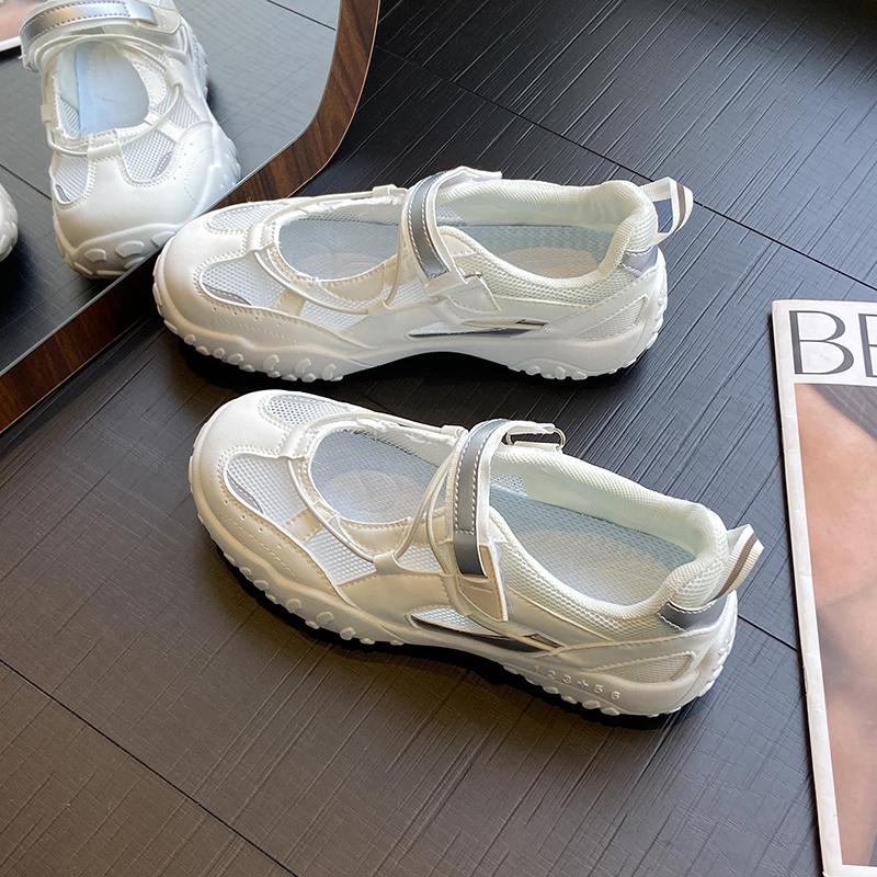 Fashion Mary Jane Sports Sandals Women's Summer Soft Bot Anti-Slip 2025 New Hollow out Breathable Thi Heel Magic Tape