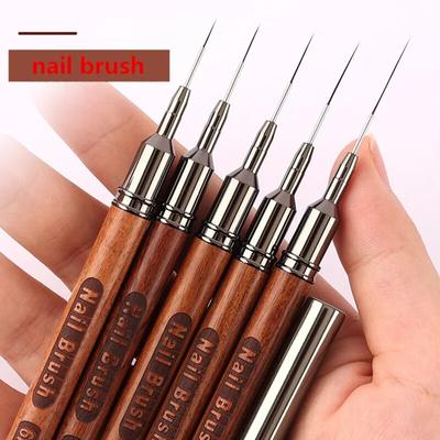 1PC Round Wood Handle Nail Art Liner DIY Painting Brush Drawing Lines Stripe Flower Painting Pen UV Gel Brush