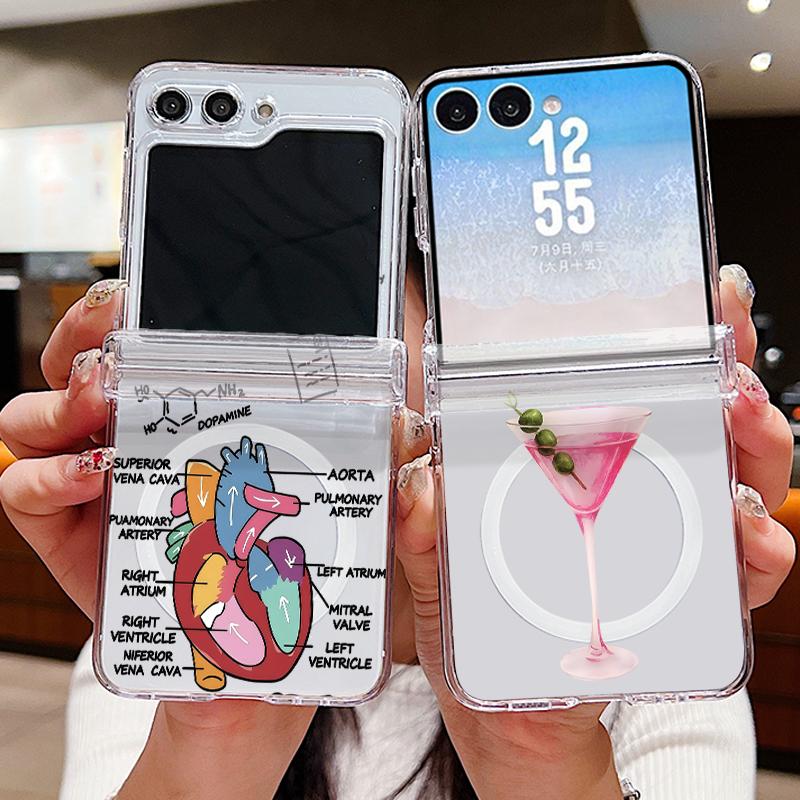 Hinged Magnetic Phone Case For Samsung Z FlIP 7 FE 6 5 Colorful Buttons Blocks Print Folding Phone Cover For Galaxy Z Flip7 Flip6
