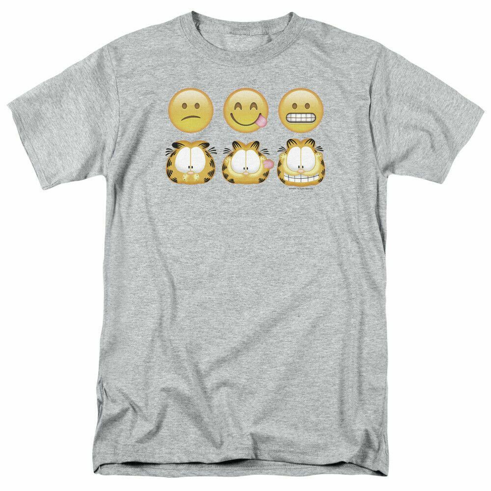 Garfield Emojis T Shirt Mens Licensed Cat Jim Davis Comics Tee Sport Gray XXXL