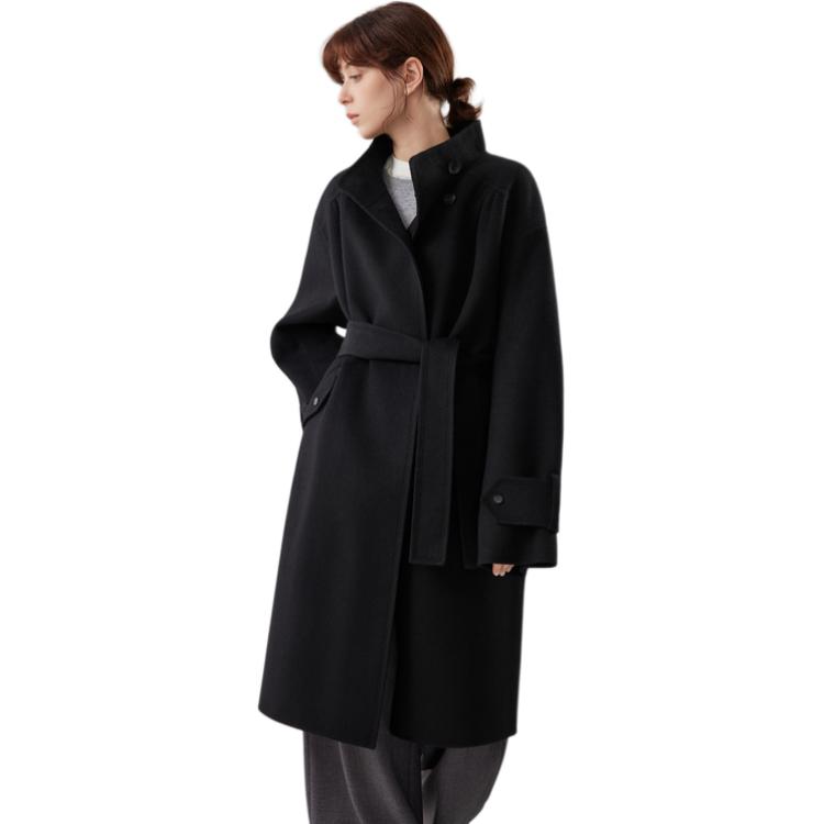 ELLE French Fashion Minimalist Design Sheepskin Wool Single-Breasted Long Casual Loose Versatile Double-Sided Wool Coat Soft Overcoat EN52842