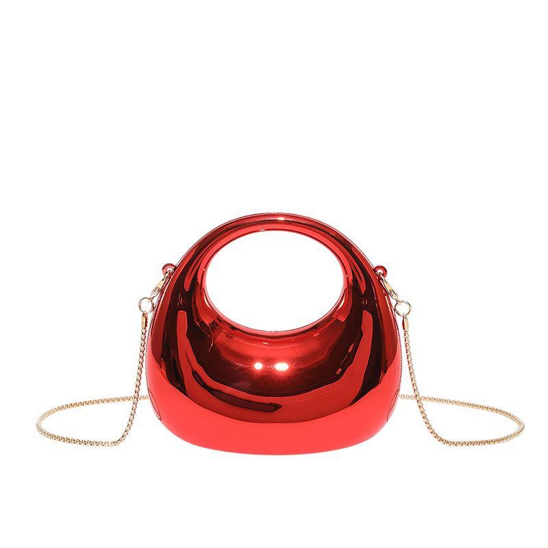 2025 Spring/Summer European & American High-End Crescent Acrylic Bag with Gold/Silver Accents - Handbag & Evening Bag