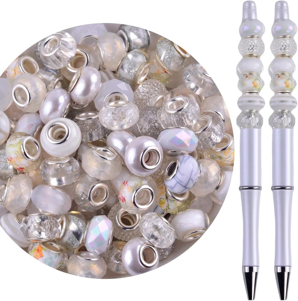 10/20/30 Stück Perlen mit großem Loch zur Armband-Schmuckherstellung, Großpackung 15 mm europäische Perlen für Stifte, Spacer-Charm Lampwork Murano Glas Kristallperlen