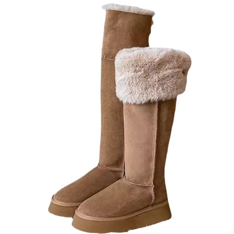 Snow Boots Women's 2025 New Winter High-end Two-wear Button Boots To Keep Warm and Increase the Height of Northeast Mao Mao Boots
