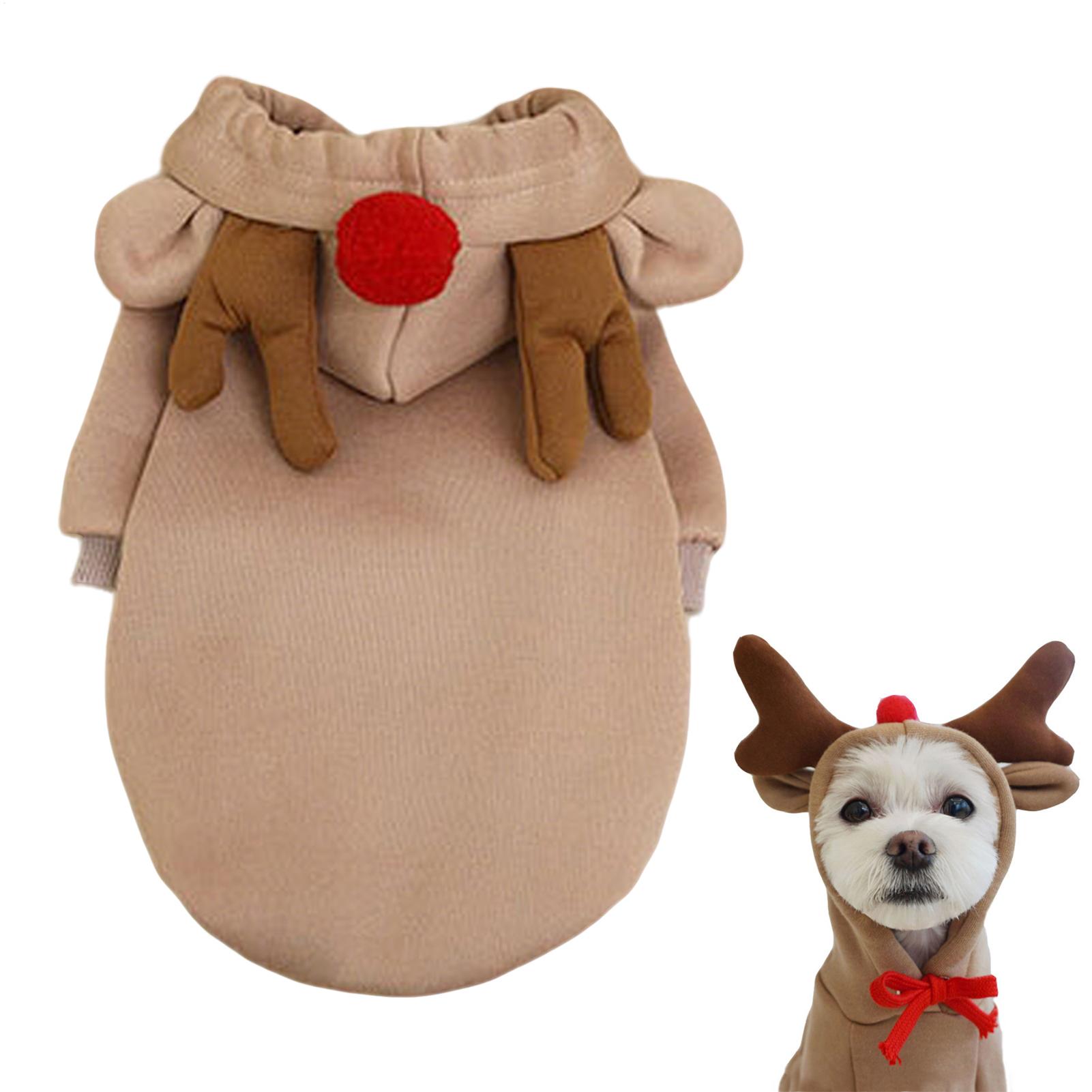 

Christmas Dog Costume Novelty 3D Reindeer Ears Cute Moose Coat Outfits Hoodie for Celebration Holiday Winter Dog Cat S