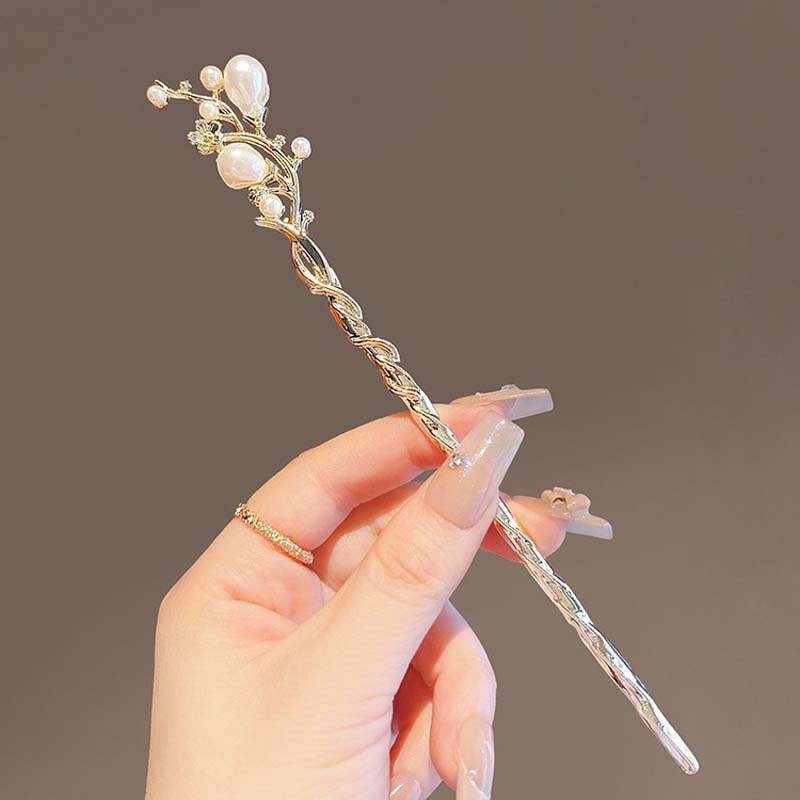 Vintage Chinese Style Artificial Pear Hair Sticks for Women Girls Fashion Classic Hanfu Headwear Wear Daily Holidays Jewelry