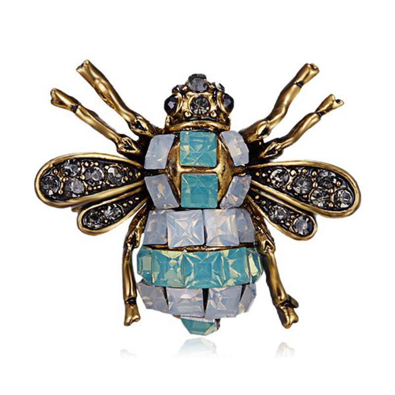 Vintage Fashion Bee Insect Brooch Colorful Enamel Crystal Rhinestone Animal Brooch For Women Men Statement Jewelry
