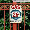 2D Flat 1pc Vintage Gas Station Aluminum Sign GAS REGULAR 26 GAL FULL SERVICE - Distressed Retro Wall Art for Garage, for Man Cave, Diner
