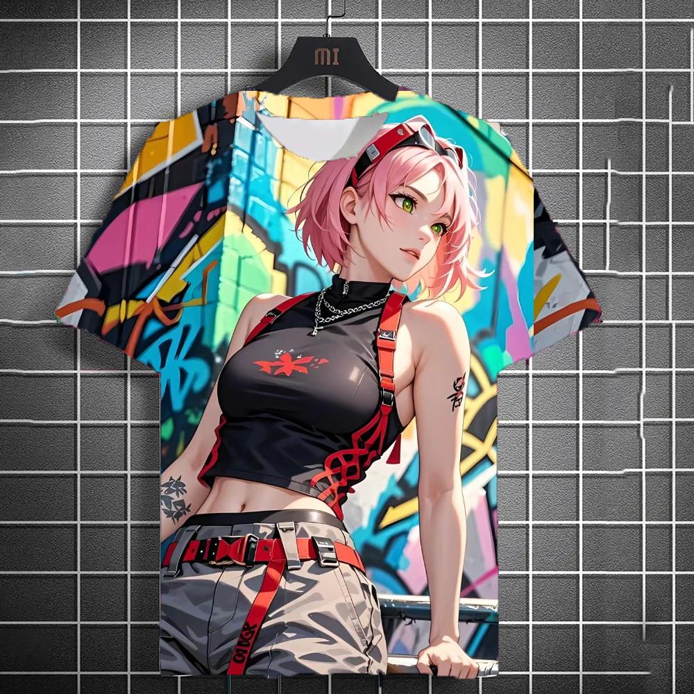 Men's Anime Character Graffiti Tee 3D Sexy Beauty Print Poster Style T Shirt Trend Men/Women Short Sleeve Y2k Tshirt