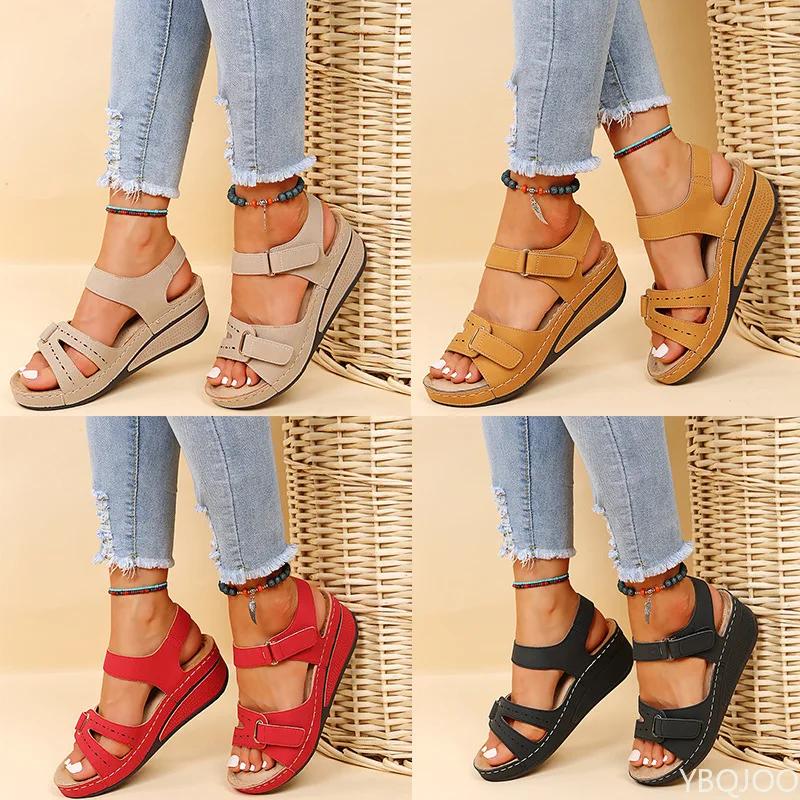 Fashion New Women's Sandals Summer Open Toe Sexy Wedge Sandals Buckle Fashion Ladies Soft Orthopedic Sandal Footwear Female Zapatos