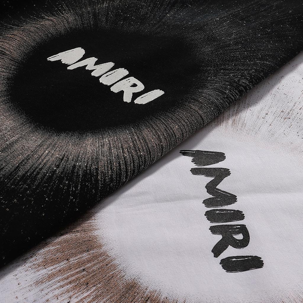 725 Amiri 2025 Summer New Men's and Women's Loose High Quality Cotton Plus Size T-shirt Couple T-Shirt Ink Letter Printing