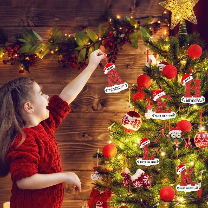 1Pcs 26 Christmas Letter Decor Xmas Tree Decoration 3D Hanging Pendant Party Home Room Ornament Navidad New Year 2026 Gifts