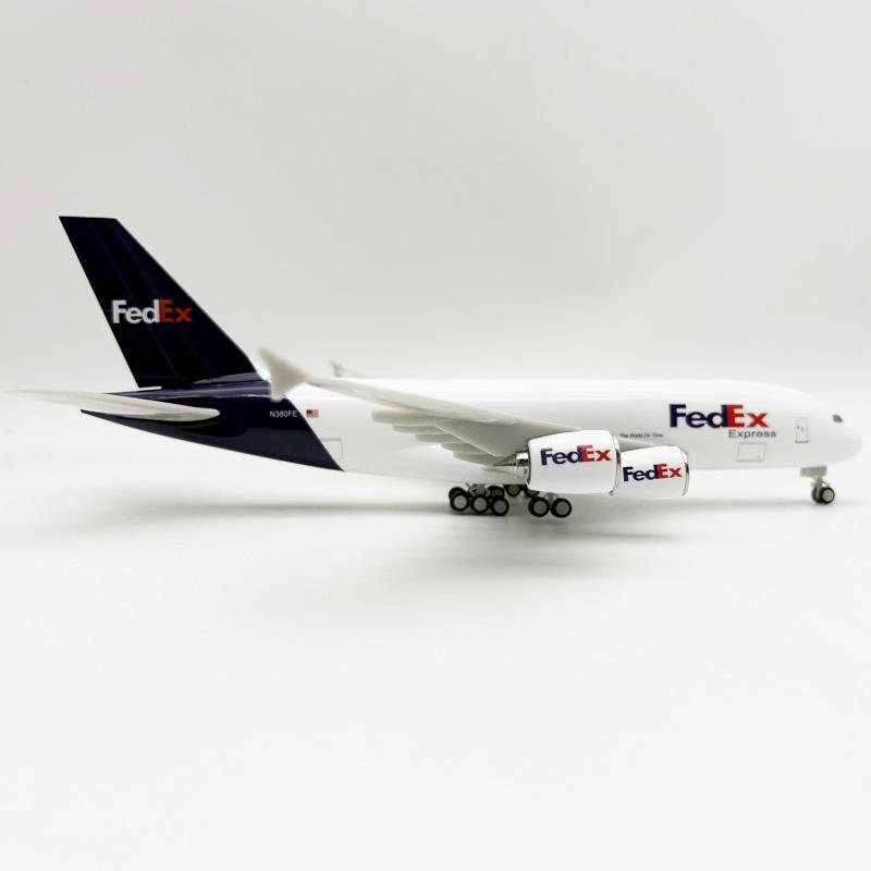 A380 30cm 1/240 Scale Fedex Airplane Resin Simulation Model With Aircraft Wheels & Base Toys Plane Office Decoration