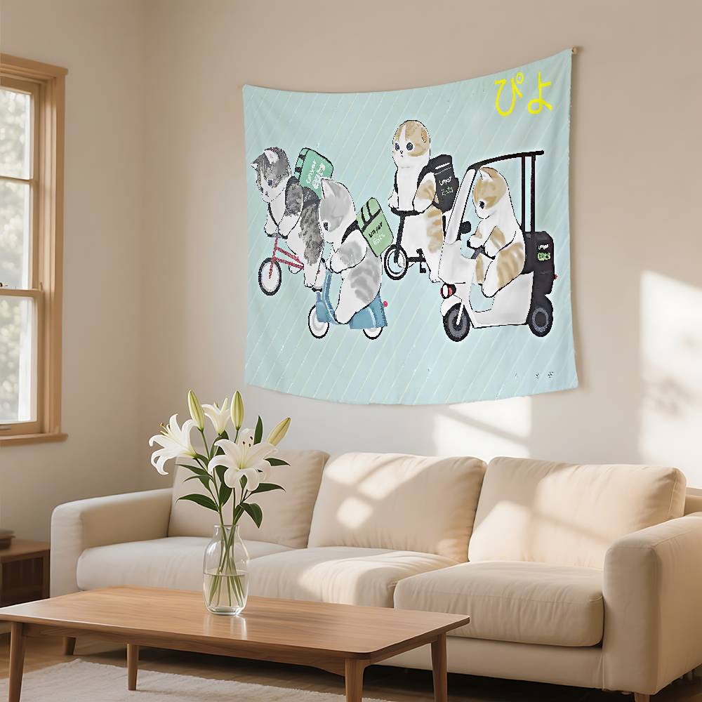 Funny Cat Mofusand Tapestry Wall Hanging Tapestry Art Deco Blanket Curtain Hanging At Home Bedroom Living Room Decor