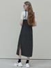 Avang Dot Shirring Long Dress - Black