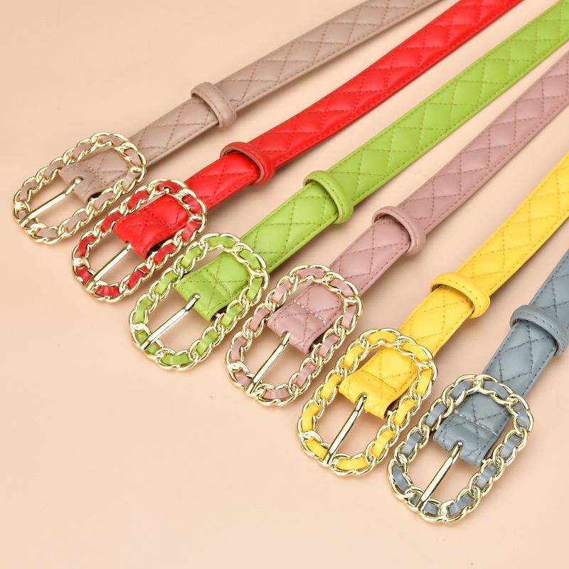 Belt, Jeans Trim Strap, Genuine Cowhide Fashionable Women's Pin Buckle Round Eye Hollow Nail Strap