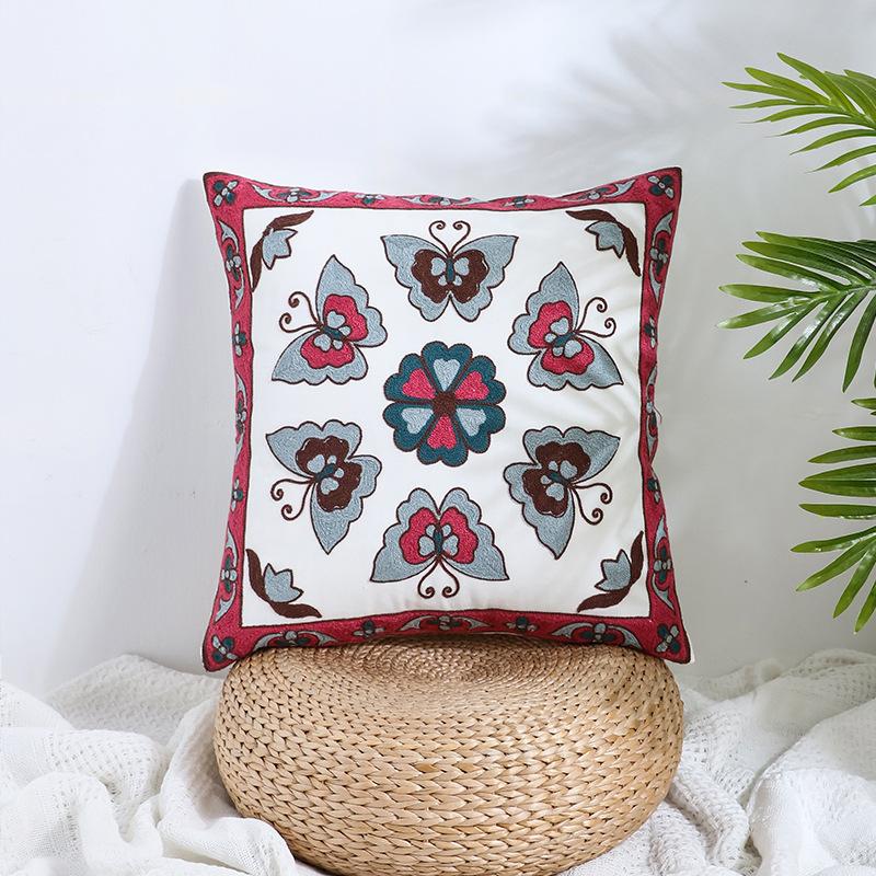 Ins Floral Embroidery Pillow Case Living Room Sofa Decoration Flower Bedroom Bedside Pillow