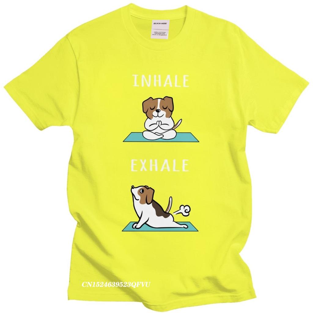Funny Jack Russell Terrier Men Cotton Leisure Japan Dog TShirt Fashion Camisas Men Yoga Inhale Exhale Harajuku Shirt Gift