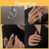 Chic French Purple Gemstone Nail Art Ring Elegant Geometric Design For Fashionistas