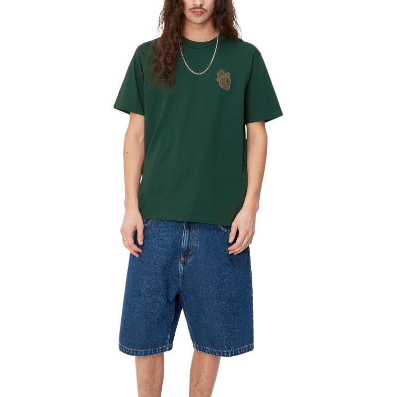 Carhartt WIP Little Hellraiser T-Shirt Graphic Print Crew Neck Short Sleeve T-Shirt Men T-Shirts Green I033253-28K-XX